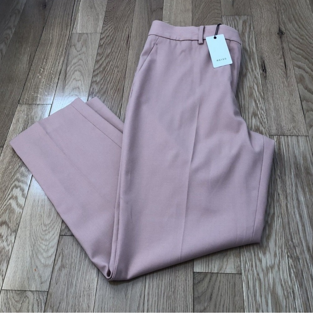Reiss Women Size 10 Wool Blend Pants Apricot Lili Stand Alone Taper Trousers